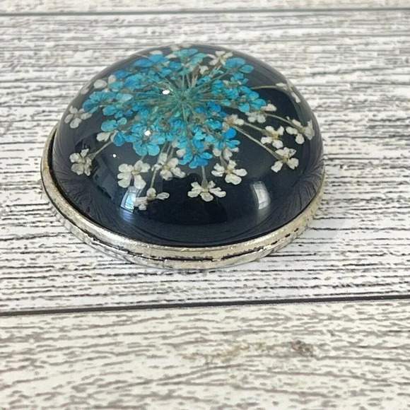 Vintage VTG pendant made of epoxy resin flowers in a pendant - Picture 3 of 5